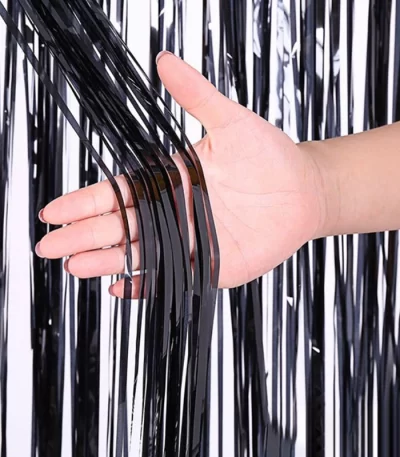 Cortina Preta Metalizada Decorativa