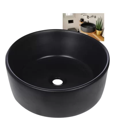 Cuba de Cerâmica Preta 46X46X15CM