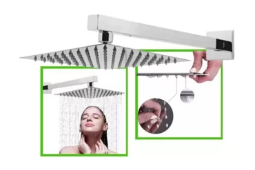 Ducha Quadrada Cromada 20x20cm Braço 40cm Inox