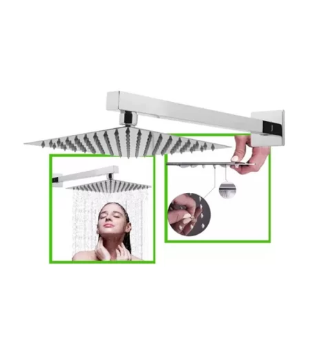 Ducha Quadrada Cromada 20x20cm Braço 40cm Inox