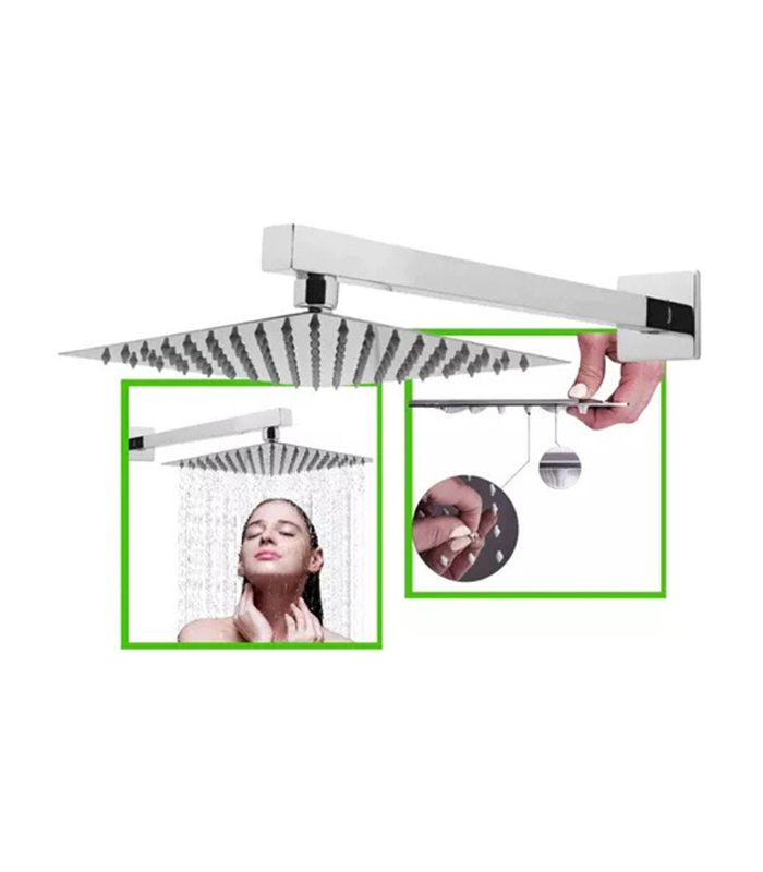 Ducha Quadrada Cromada 20x20cm Braço 40cm Inox Ducha Quadrada Cromada 20x20cm Braço 40cm Inox