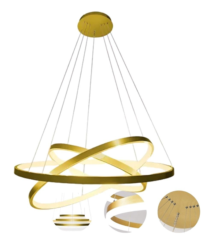 Lustre Pendente 3 Arcos Dourado Lustre Pendente 3 Arcos Dourado