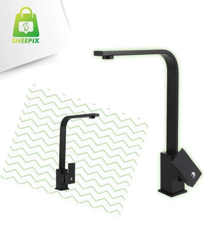 Torneira Monocomando Quadrada 360º Preta