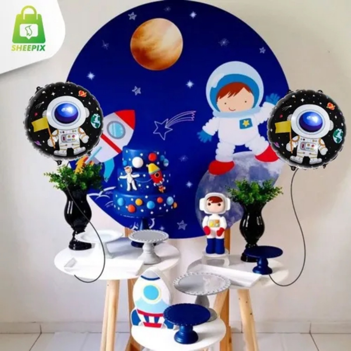 b95fc00c02c416497d73b1c78781a9fb.jpg Balão Bexiga Metalizado Astronauta 18 45CM - Imagem 3
